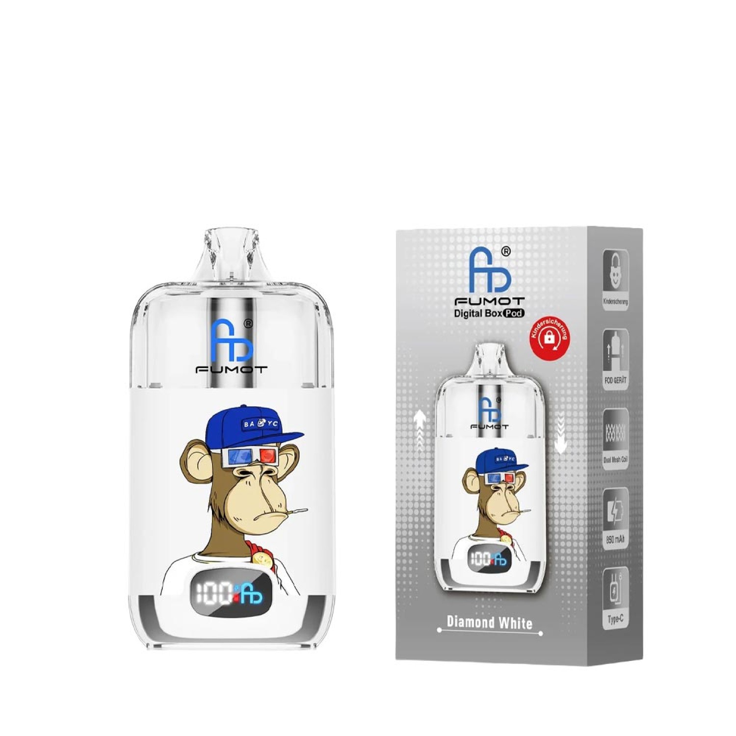  Fumot Digital Box Pod Mesh Coil „Diamond White“ – 850-mAh-Akku