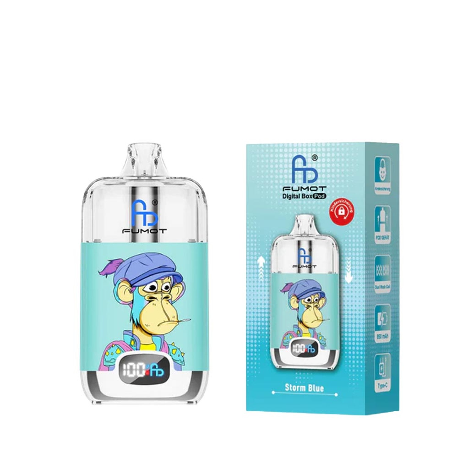 Fumot Digital Box Pod Mesh Coil „Storm Blue“ – 850-mAh-Akku