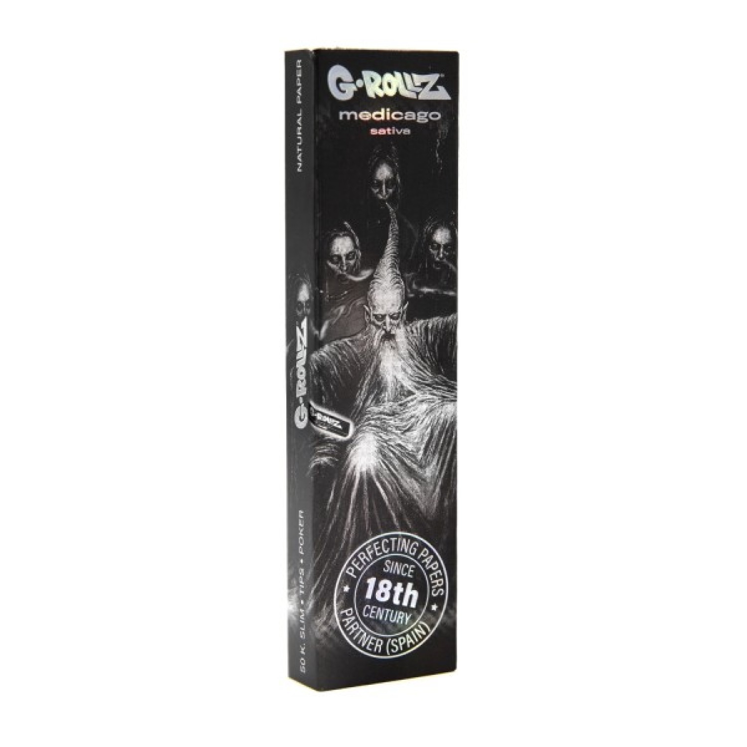 G-Rollz | ,,Wizard" King Size M. Sativa Papers mit Tips - 50 Blättchen pro Heftchen (20er Display)