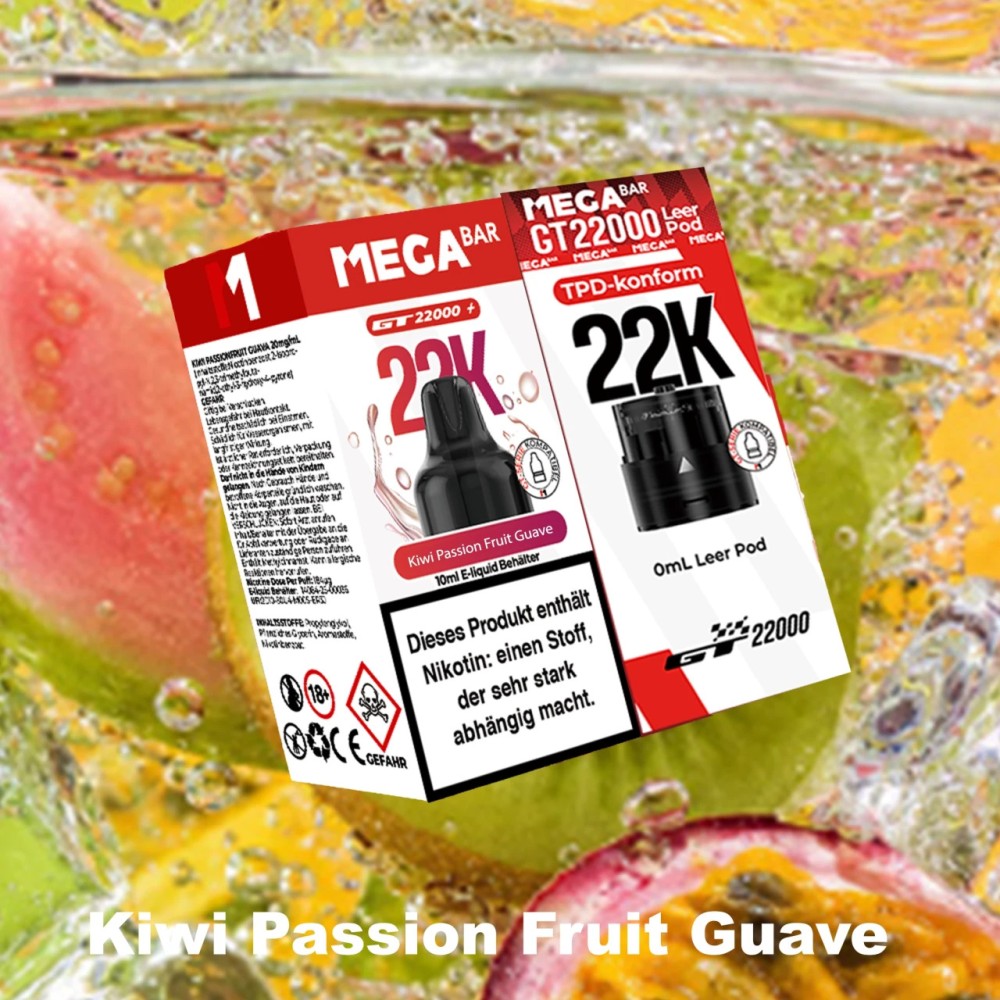 MegaBar GT 22000 Pod 10ml  Kiwi PassionFruit Guava