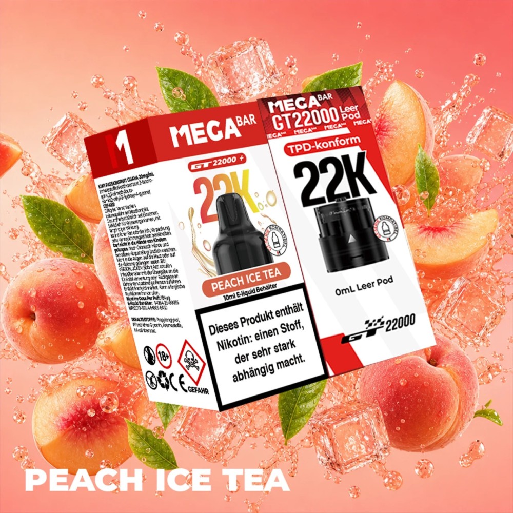 MegaBar GT 22000 Pod 10ml -Peach Ice Tea