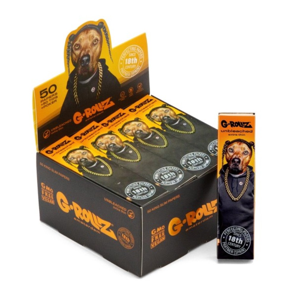 G-Rollz | 'Rap' 50 King-Size-Blättchen (ungebleicht) + Tips (Display mit 20 Heftchen)