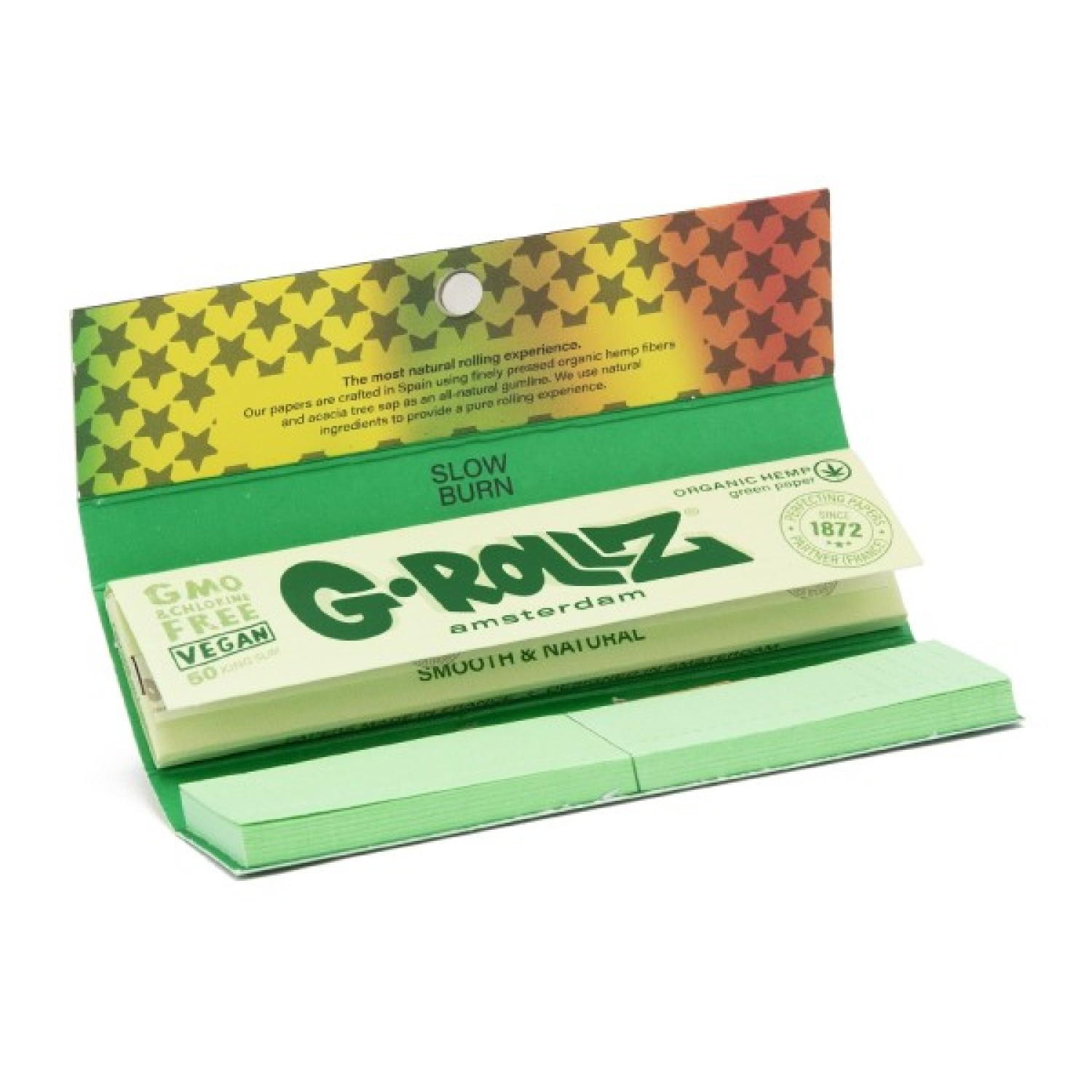G-Rollz | 'Reggae' 50 King-Size Green Papers + Tips (Display mit 20 Heftchen)