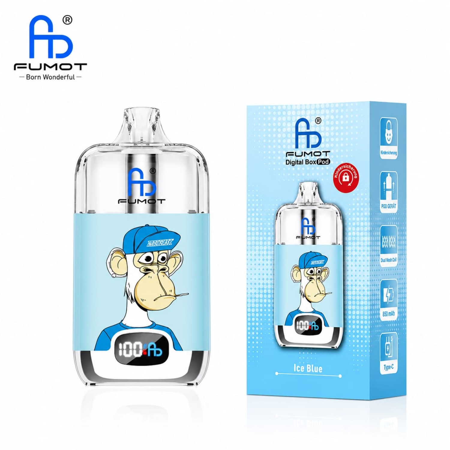 Fumot Digital Box Pod Mesh Coil „Ice Blue“ – 850-mAh-Akku