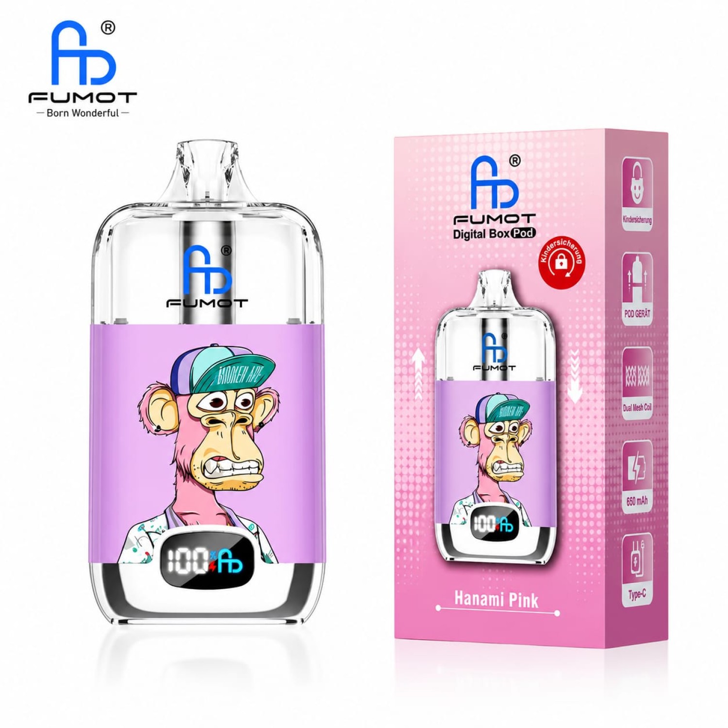 Fumot Digital Box Pod Mesh Coil „Hanami Pink“ – 850-mAh-Akku