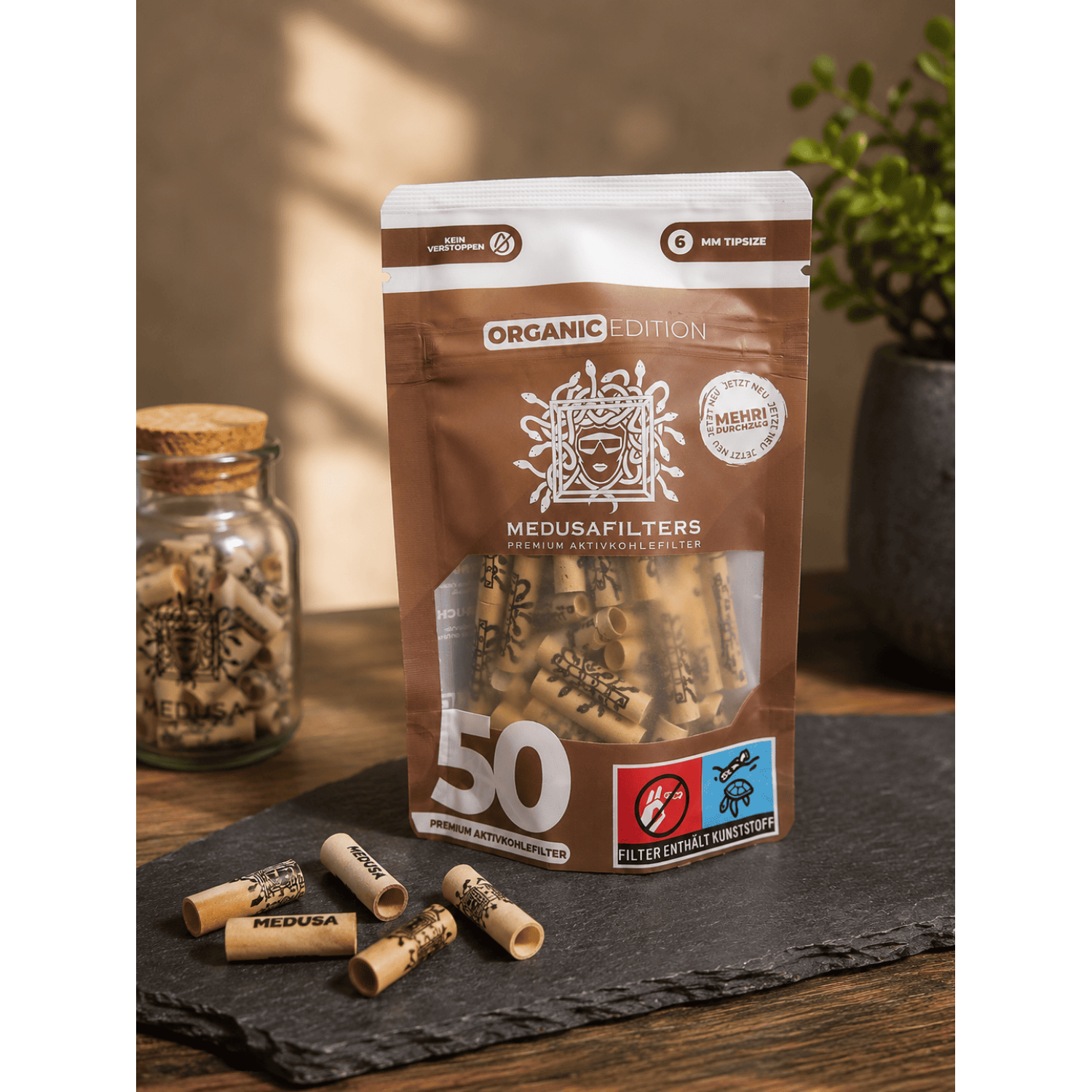 Medusa Aktivkohlefilt slim Organic ø 6mm 50er Beut