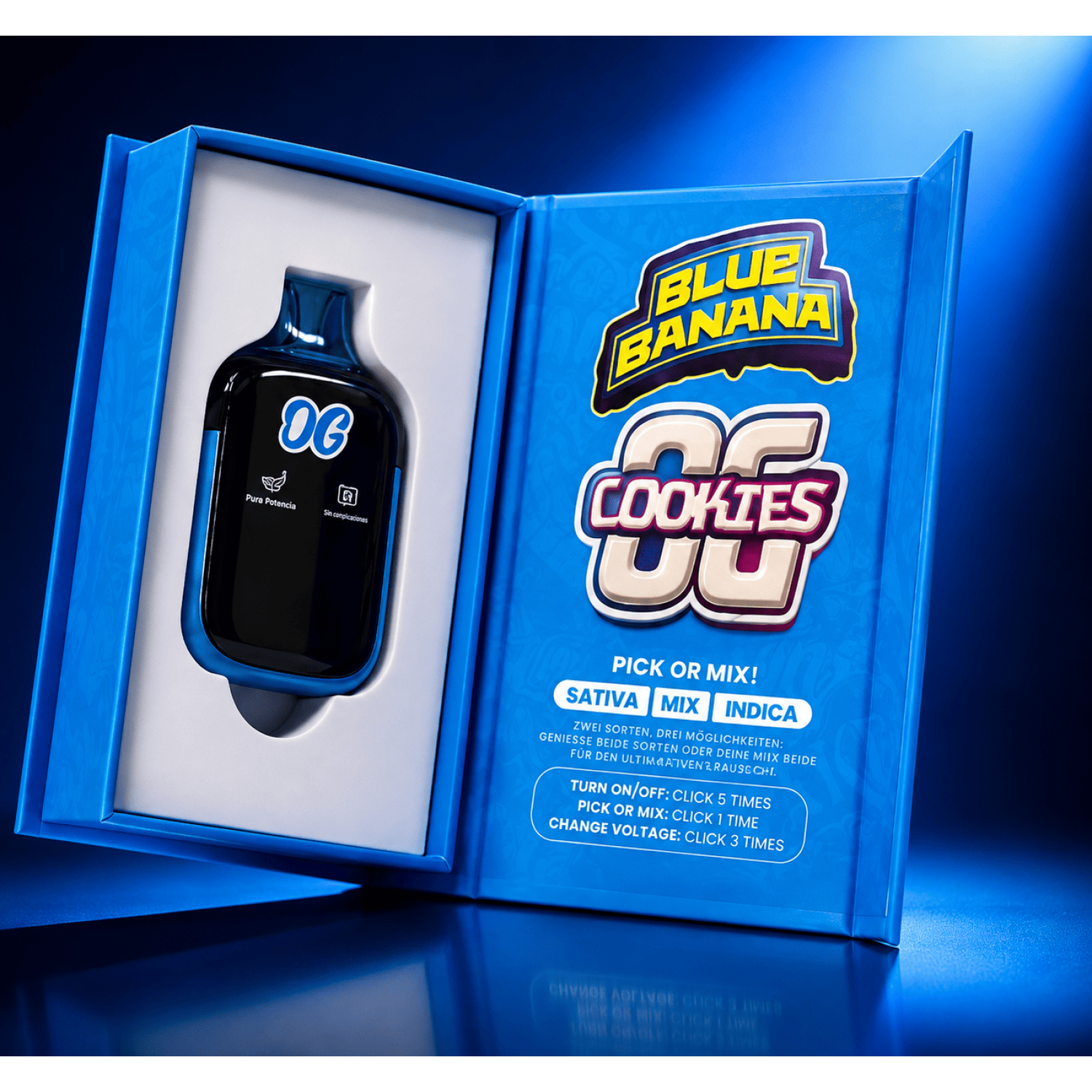 Only Grams Vape " Blue Banana / OG Cookies " 2ml Mit Steuerbadrolle 