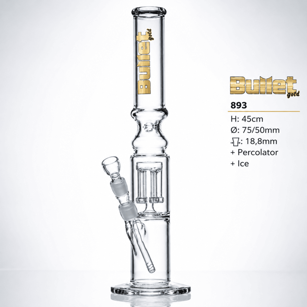 Bullet Gold Glass Zylinder | Hoch: 45cm Ø: 65/75/50mm Schliff: 18.8mm