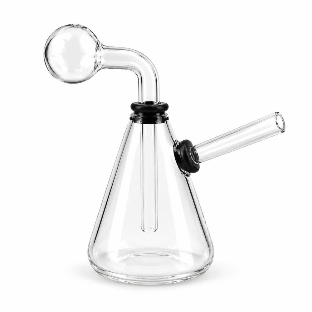 Schwere Glas-Ölbong | Konisch mit Gummi | H: 13cm