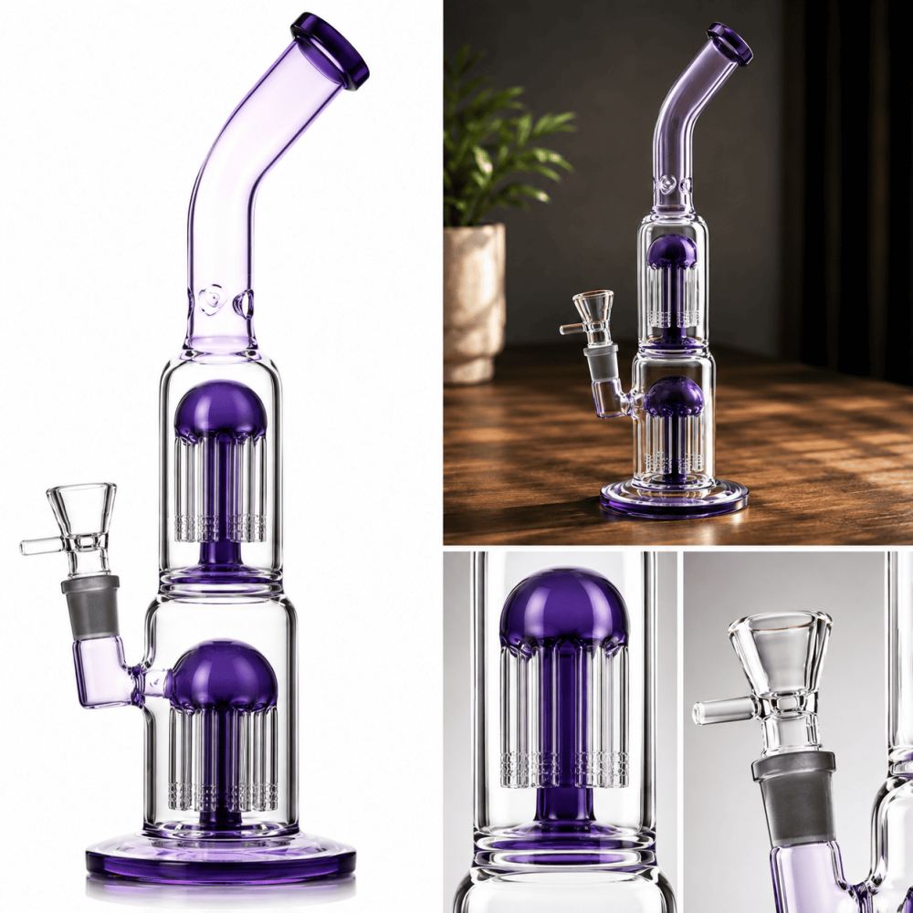 Glasbong mit 2 x Perkolator und Eis | H:35cm, Schliff: 18,8mm