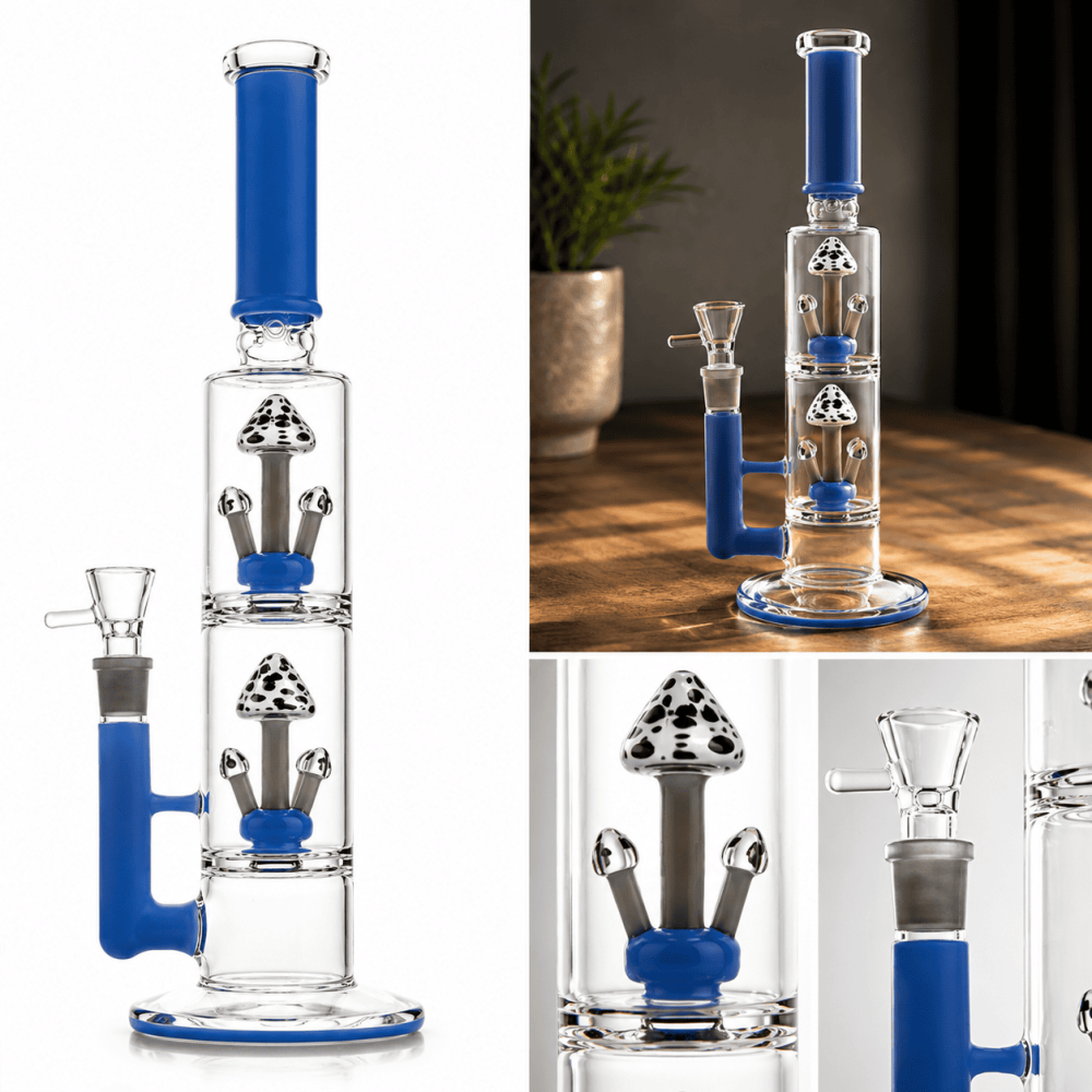 Schwer Glasbong mit 2 x Perkolator und Eis | H: 46cm, Schliff: 18,8mm