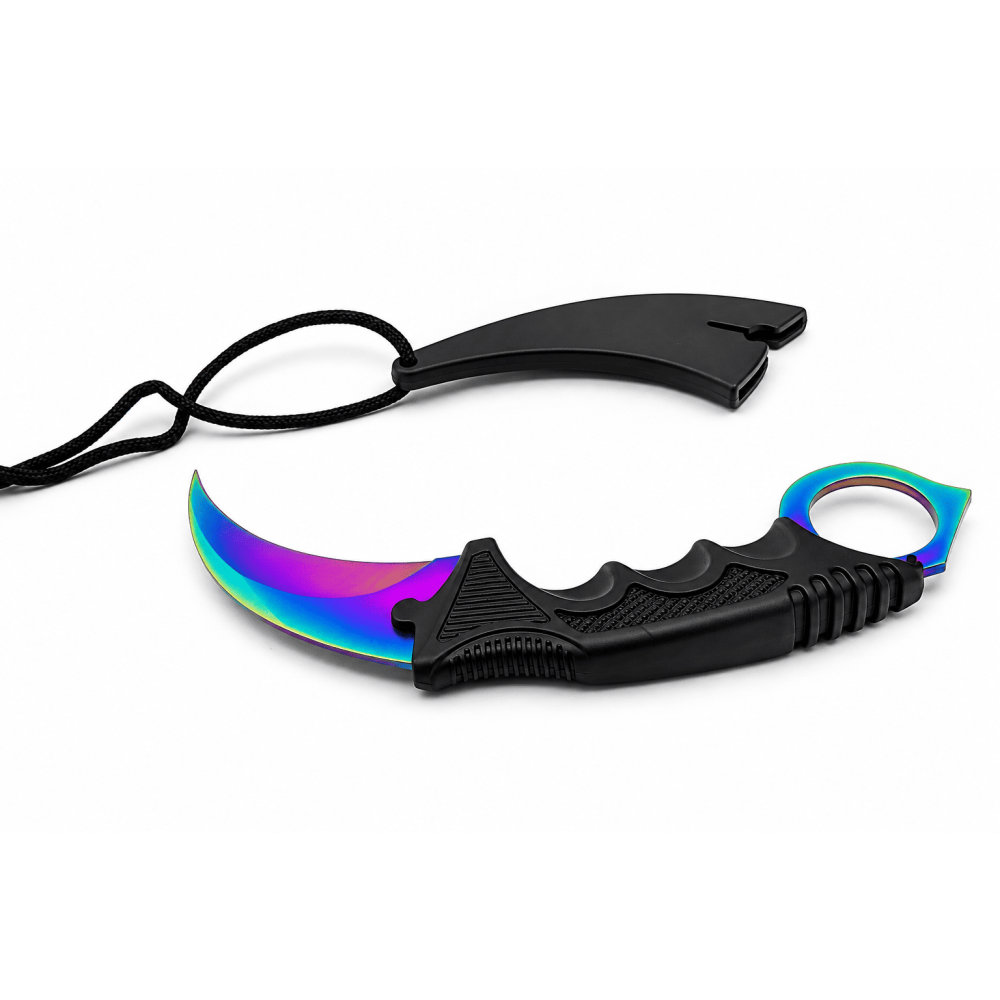 Messer Gebogene Rainbow mit Schutz Kappe Klingen lLänge: 8,5 cm,  Griff, mit Metall Loch Gesamt Länge: ca.19 cm 