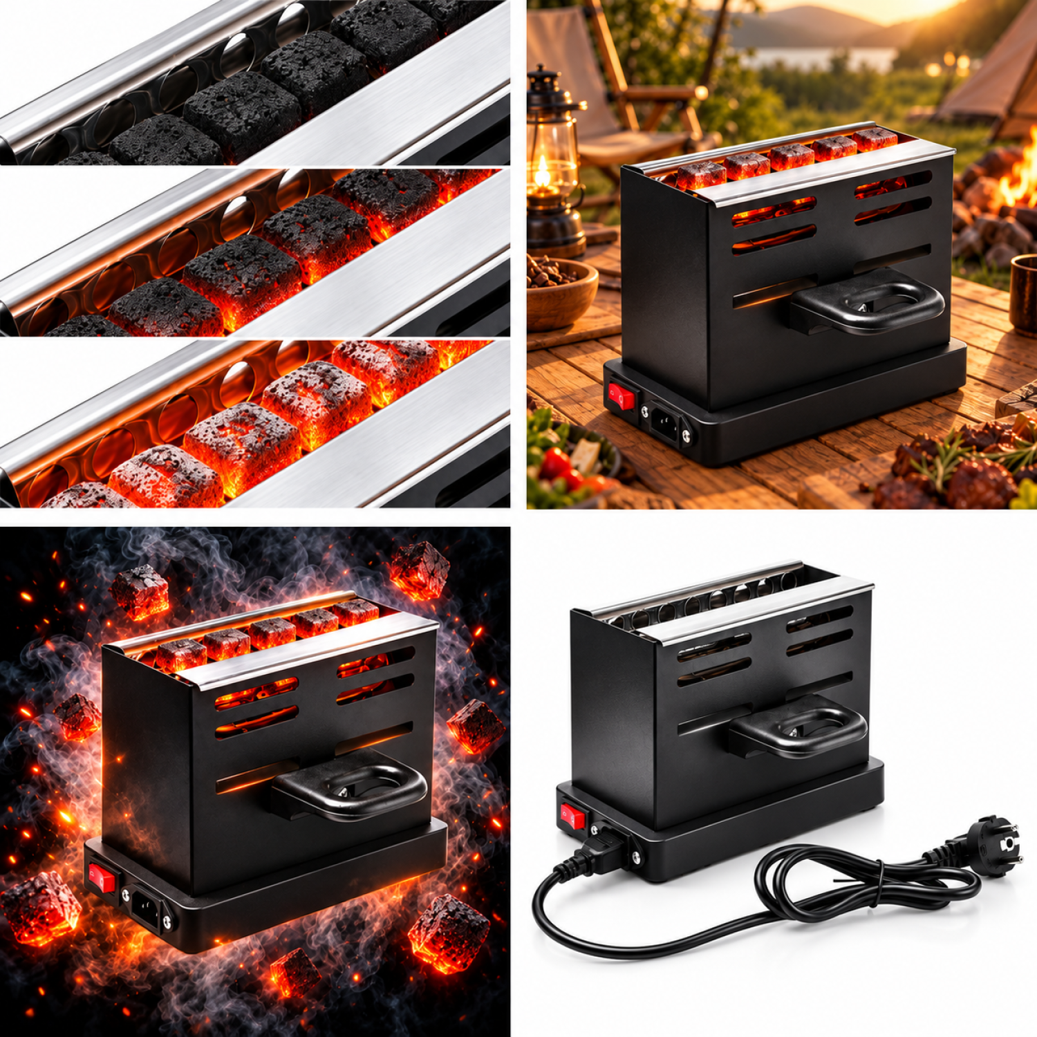 Toaster Elkek. Kohle Anzunder 800w Schwwarz ca.18,x14cm hoch