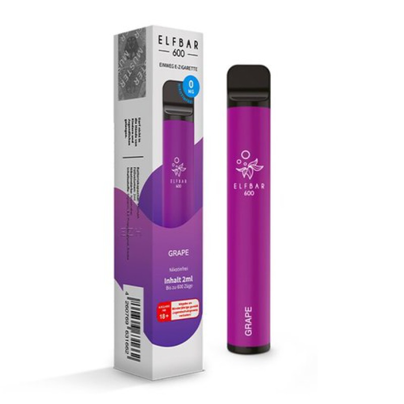 ElfBar 600 – Grape 20mg/ml Nikotin mit Steuermarke