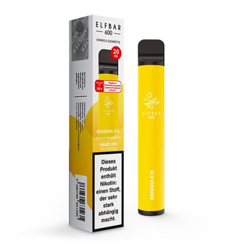 ElfBar 600 – Banana Ice 20mg/ml Nikotin mit Steuermarke